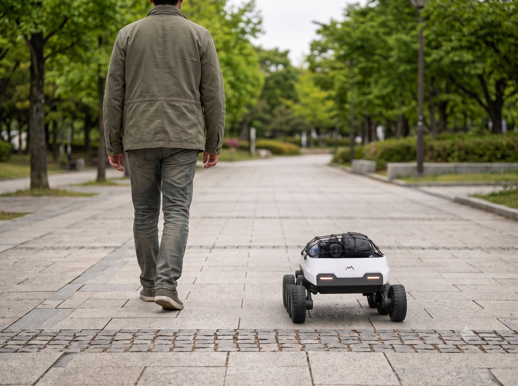 Shadow Rover 在公园步道上跟随用户